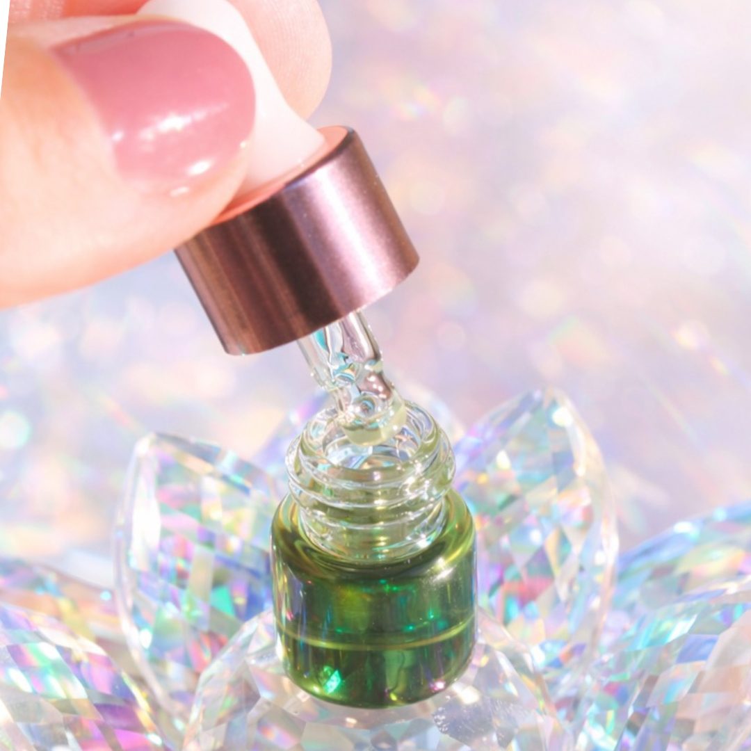 A luminous and dewy skin finish after applying ILLUME botanical serum, a gentle plant-based alternative to retinol.