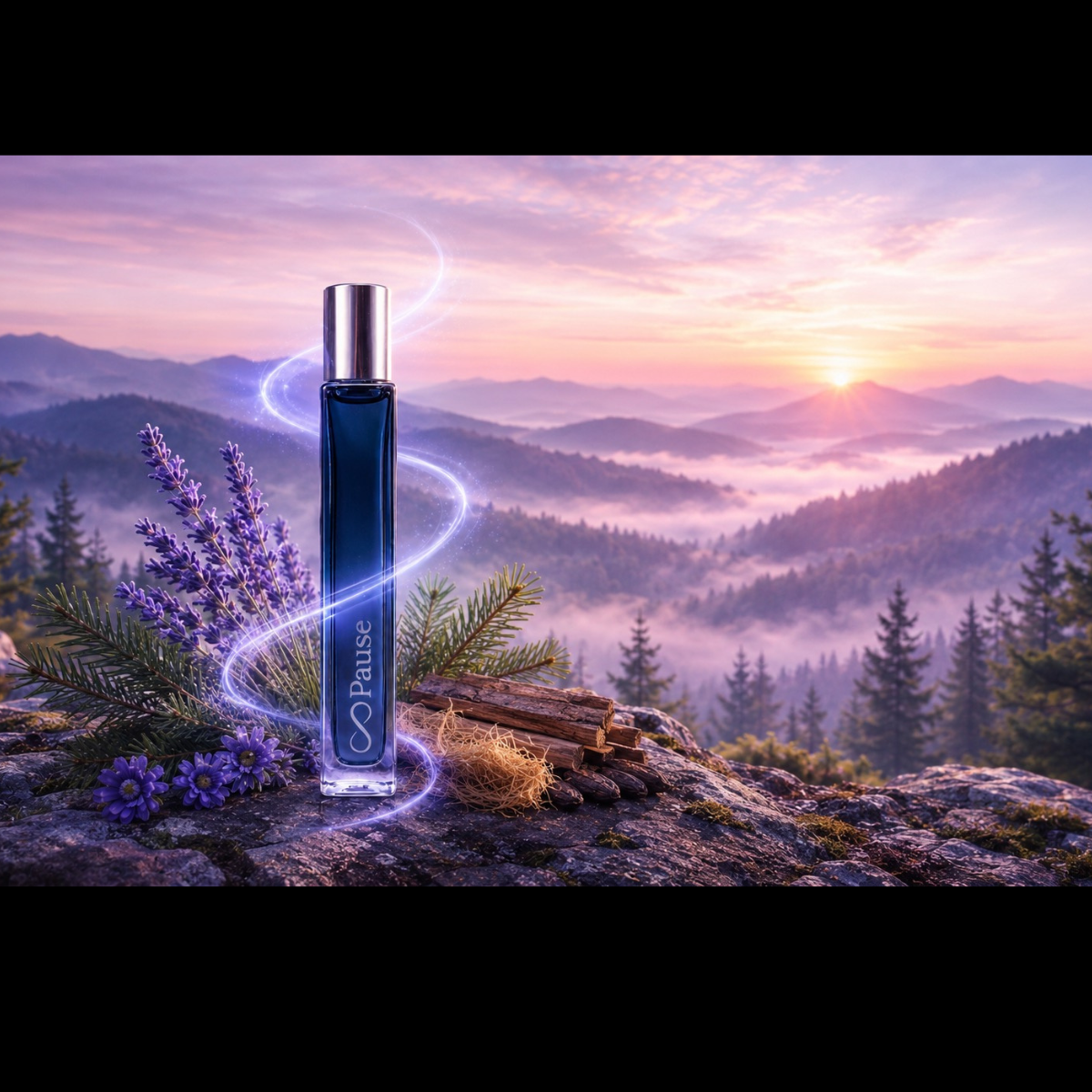 PAUSE a lavender roll-on scent, natural perfume oil, scent cue, herbal woody scent, Evolution Series