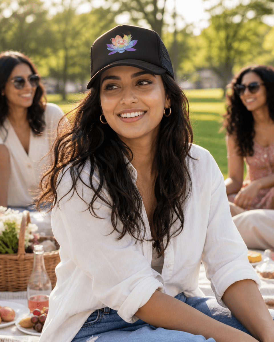 Signature Lotus + Molecule Foam Trucker Hat by Ella Vatoür - Ella Vatour