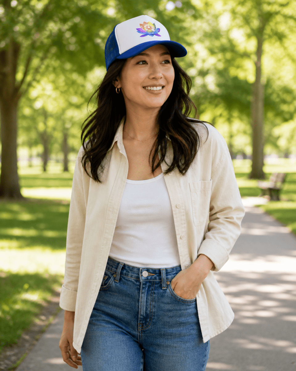 Signature Lotus + Molecule Foam Trucker Hat by Ella Vatoür - Ella Vatour